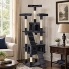 173cm Cat Tree Scratching House, Activity Play Centre, Charcoal Grey