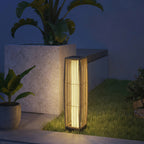 Solar Stehlampe Rattan Solarlampen mit Lichtsensor Automatische LED Solarleuchte im Boho-Stil IP44
