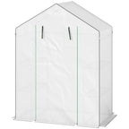 143 x 74cm Walk-In Greenhouse, with Shelves - White