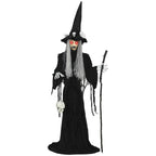 170 cm Halloween Dekoration Halloween Hexe mit LED-Lichter, Soundfunktion verstellbare Arme, Kopf