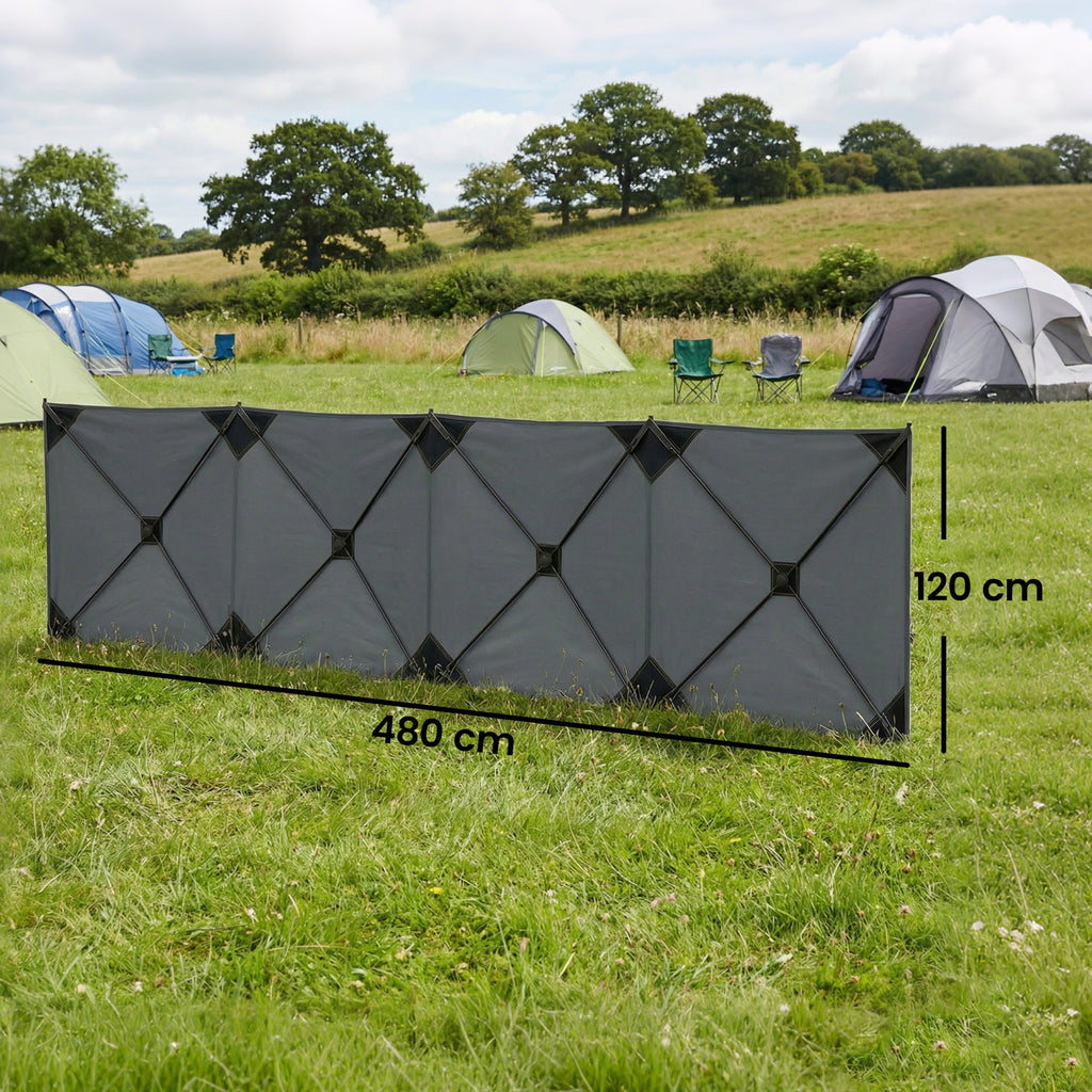 Camping Windbreak Pop Up Windbreaker Blocker with Ropes Pegs for Beach Caravan Outdoor 480 x 120 cm