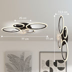Deckenventilator mit Licht und Fernbedienung, 77 cm LED-Deckenventilator mit 3 Lichtfarben, 6 Geschwindigkeiten, Timer