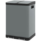 Doppelfach-M¨¹lleimer, 2 x 30L, fingerabdruckresistent, Pedal, herausnehmbare Inneneimer, Grau