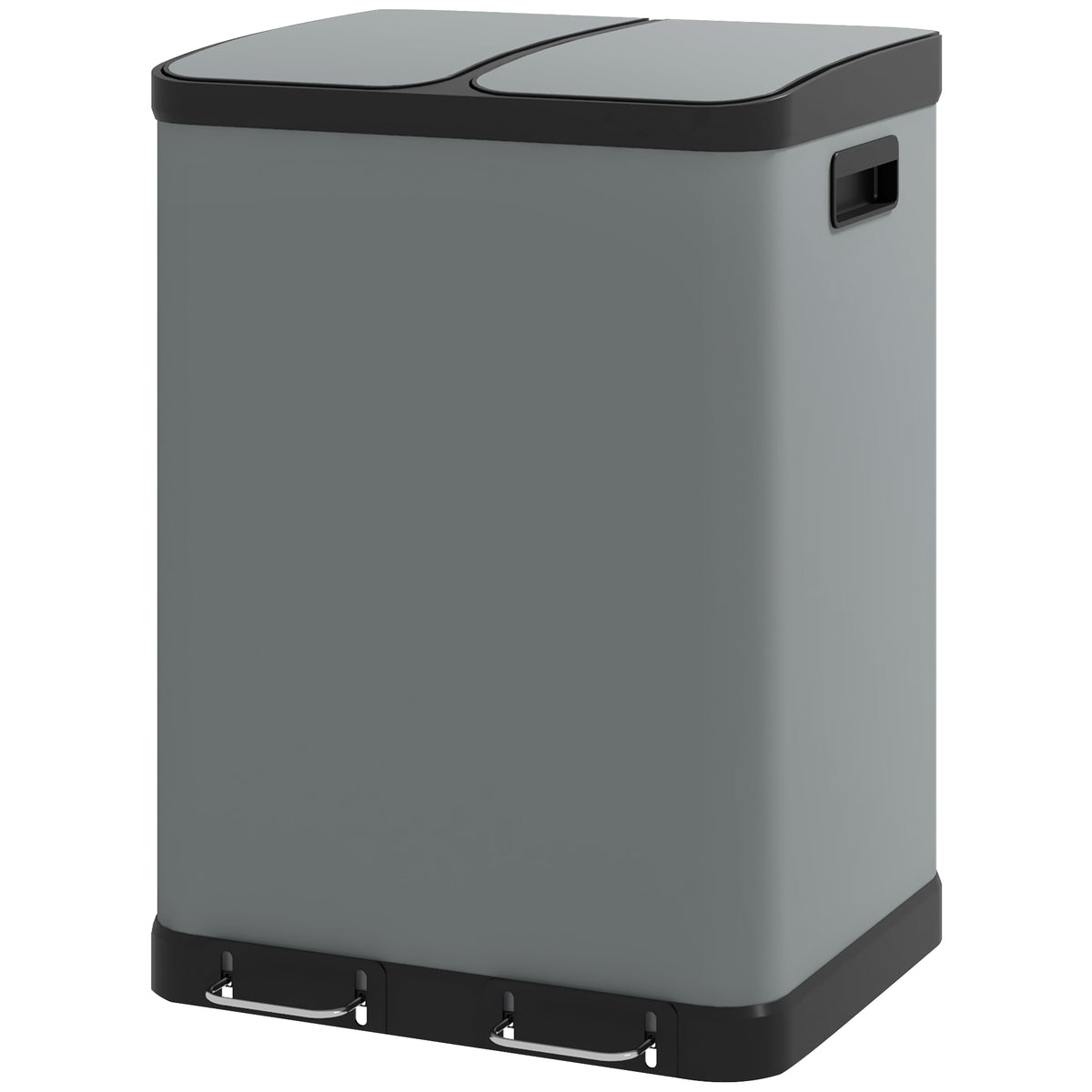 Doppelfach-M¨¹lleimer, 2 x 30L, fingerabdruckresistent, Pedal, herausnehmbare Inneneimer, Grau