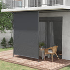 Seitenmarkise, Montage ohne Bohren, h?henverstellbar, mit Handkurbel, Metallrahmen, grau, 2 x 2,15-3,05 m