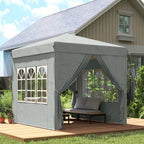 2,5 x 2,5 m Pop-up-Pavillon mit Seitenwänden und Tragetasche, UPF50+ höhenverstellbares Gartenzelt, Hellgrau
