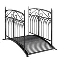 Gartenbrücke aus Metall 135,5 cm Teichbrücke mit Sicherheitsgeländern Antik-Optik Rostbeständig einfache Montage