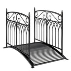 Gartenbrücke aus Metall 135,5 cm Teichbrücke mit Sicherheitsgeländern Antik-Optik Rostbeständig einfache Montage