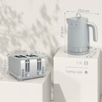 Wasserkocher- und Toaster-Set, 1,7L 2200W Schnellkoch-Wasserkocher mit Thermostat