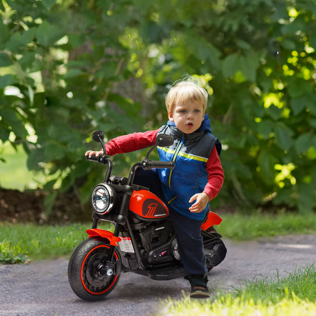 Elektro-Kindermotorrad mit Scheinwerfer, abnehmbare St¨¹tzr?der, 76x42x57 cm, Rot/Schwarz