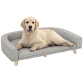 Hundesofa für große Hunde bis 30 kg, gepolsterte, Kiefernholzbeine, 98 x 67 x 25 cm, Grau