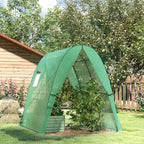 Polytunnel Greenhouse with Sandbags, Walk-In Tunnel Green House with 2 Doors and Screen Windows, 1.8 x 1.8 x 2m, Green