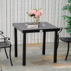78 cm Garden Dining Table for 4 People, Square Outdoor Coffee End Side Table with Aluminium Legs, Black