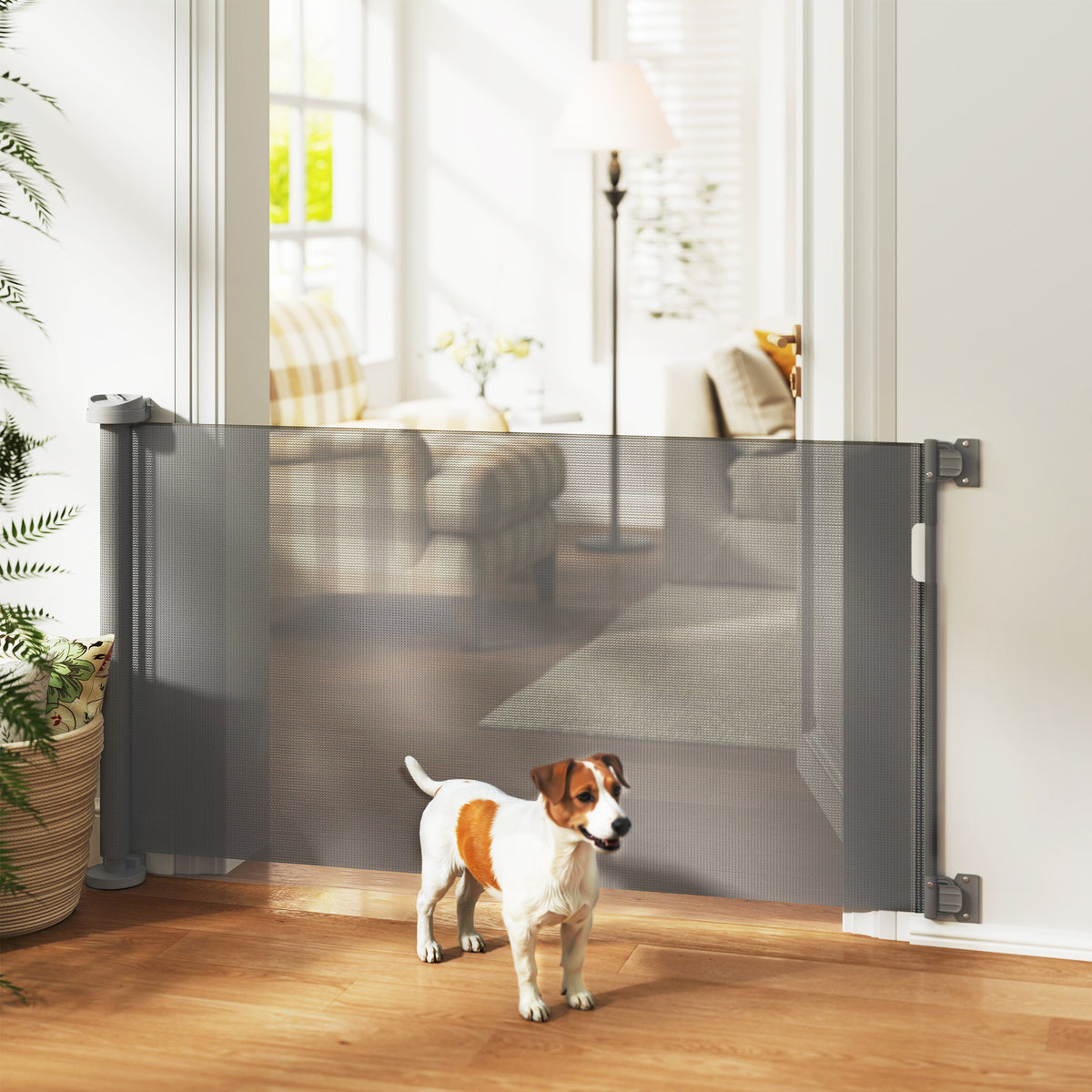 Treppenschutzgitter Ausziehbar 0-136cm 87 cm Hoch Türschutzgitter für Haustiere 142 x 10 x 87 cm Grau