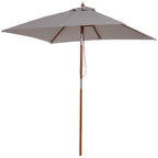 2m Tilting Wooden Pole Parasol - Grey