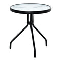 Beistelltisch Garten wetterfester Gartentisch mit Glastischplatte, Balkontisch aus Metall Ø50x55H cm