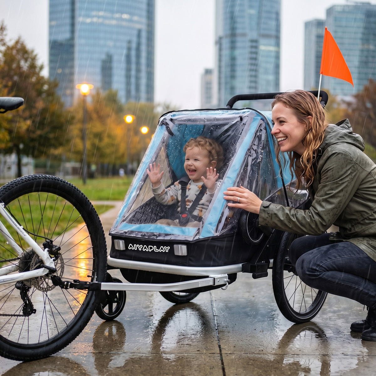 Fahrradanhänger für Kinder, 2-Sitzer, 2-in-1 faltbarer Kinderfahrradanhänger mit verstellbarem Sitz und Gurten, Blau