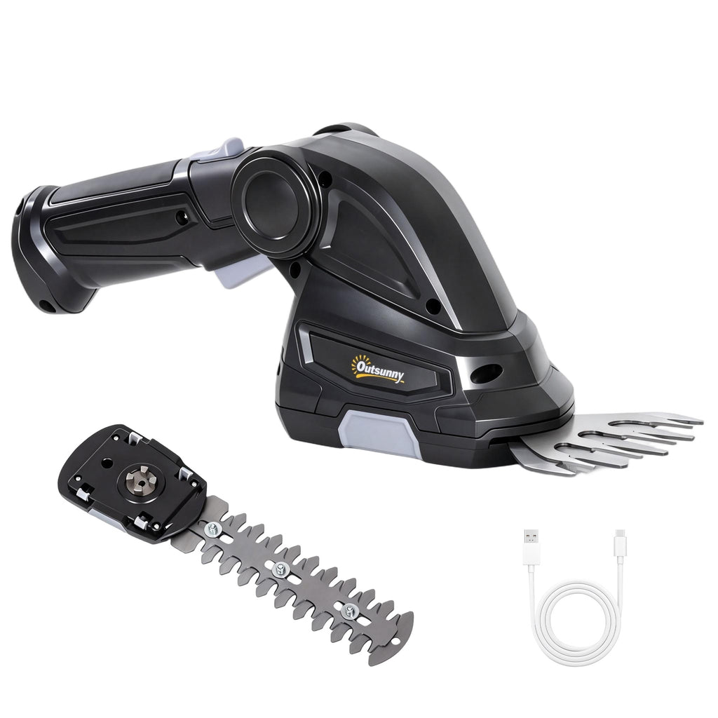 2-in-1 Cordless Hedge Trimmer & Grass Shear with 7.2V 2 x Rechargeable 2000mAh Batteries, 2 Changeable Blades