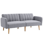 Schlafsofa, 2-Sitzer Stoffsofa, Sofa mit Schlaffunktion, leinenartiges?Polyester, Kautschukholz, 173 x 75 x 73 cm, Grau