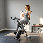 3-In-1 Folding Exercise Bike with Resistance Bands, Bluetooth App, 8-Level Magnetic Resistance, LCD Display, Black