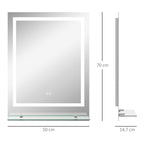 Large Vanity Mirror with Lights and Shelf, Illuminated bathroom Mirror with 3 Colour Brightness, Smart Touch, Anti-Fog