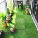 22er Set Kunstrasen Fliesen 30x30 cm Rasenfliesen mit Drainagesystem, 2m² Rasenteppich Kunststoff Grasmatte