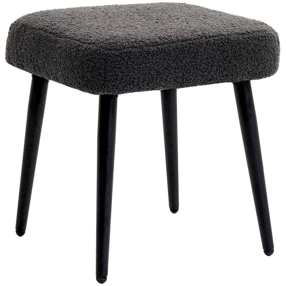 Hocker, Fu?st¨¹tze, gepolsterter Sitz, Kaschmir-Optik, Stahlbeine, 42 x 42 x 44 cm, Dunkelgrau