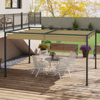 3x2m Metal Pergola with Retractable Roof, Garden Gazebo Canopy Shelter for Outdoor, Patio, Khaki