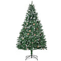 Künstlicher Weihnachtsbaum 180 cm Kieferbaum künstlich mit 59 Zapfen, Schnee, 1111 Spitzen für drinnen