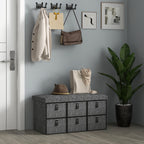 Six-Drawer Shoe Storage Bench, with Padded Top Seat - Dark Grey