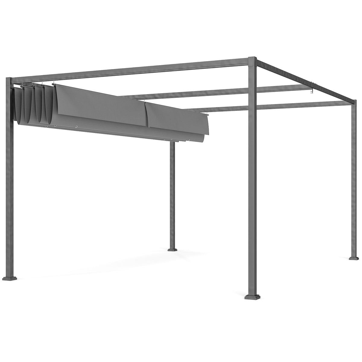 Pergola, Robuster Sonnenschutz für Garten, Balkon, Terrasse, aus Metall und Kunststoff, UV- und wasserabweisend, Dunkelgrau