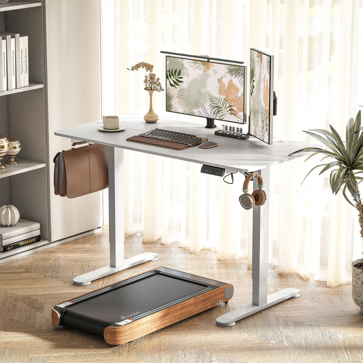 Stehpult höhenverstellbarer Computertisch Schreibtisch, 140 cm x 70 cm x 116 cm, Weiß