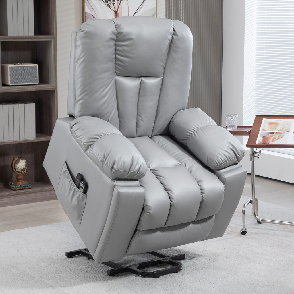 Massagesessel Relaxsessel Seniorensessel, Fernbedienung, Seitentaschen, 94 cm x 96 cm x 106 cm, Dunkelgrau