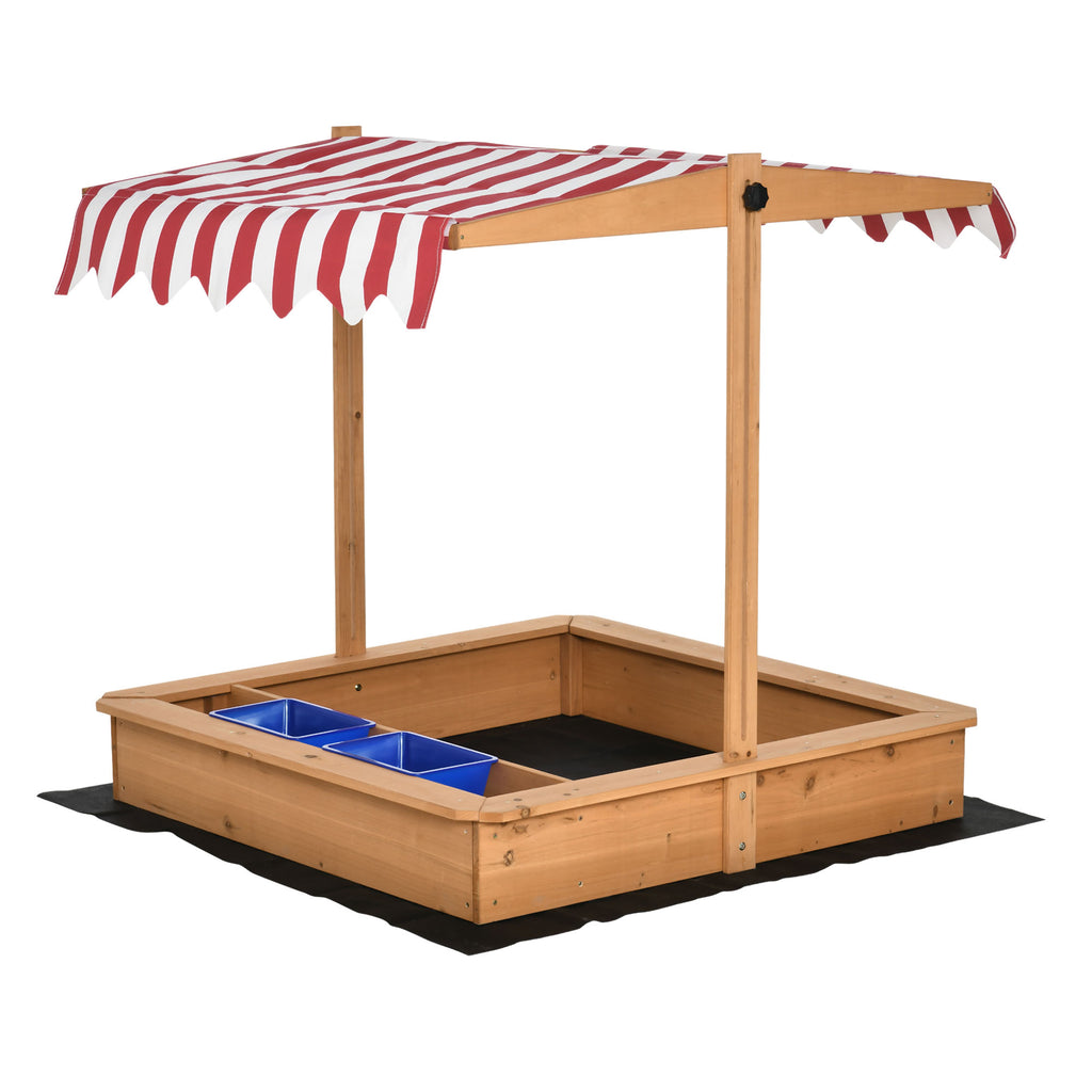  Sandkasten 107,5 x 107,5 cm Kinder Sandbox mit höhenverstellbar Abdeckung, Sandkiste aus Holz für Kinder 3-7 Jahre für Outdoor Garten Terrasse Balkon