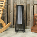 Patio Garden Solar Powered Lights Woven Resin Wicker Lantern Auto On/Off