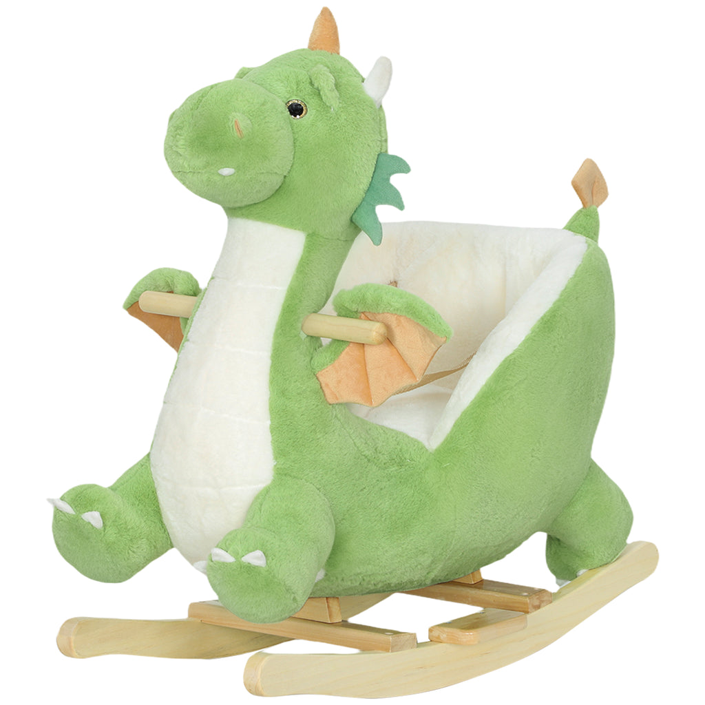 Schaukeltier, Dinosaurier-Schaukel, interaktive Tierger?usche, weiche F¨¹llung, Holzrahmen, 73 x 39 x 66 cm, Gr¨¹n
