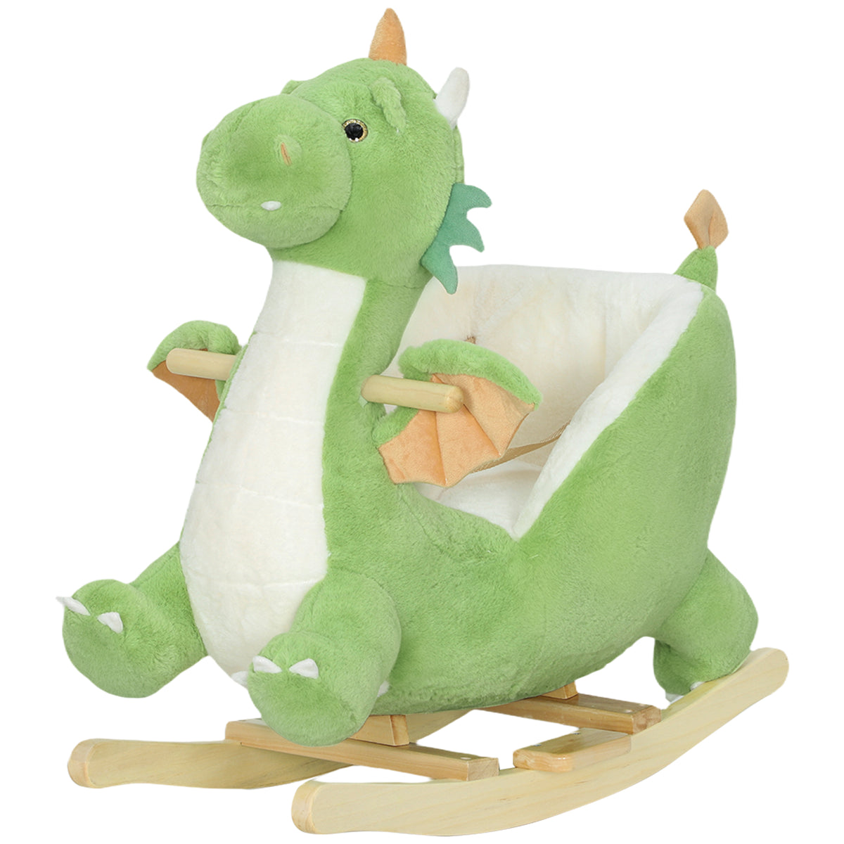 Schaukeltier, Dinosaurier-Schaukel, interaktive Tierger?usche, weiche F¨¹llung, Holzrahmen, 73 x 39 x 66 cm, Gr¨¹n