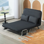 Schlafsofa, 5-fach verstellbar, Wildlederimitat, Stahlrahmen, inkl. Kissen, Schwarz