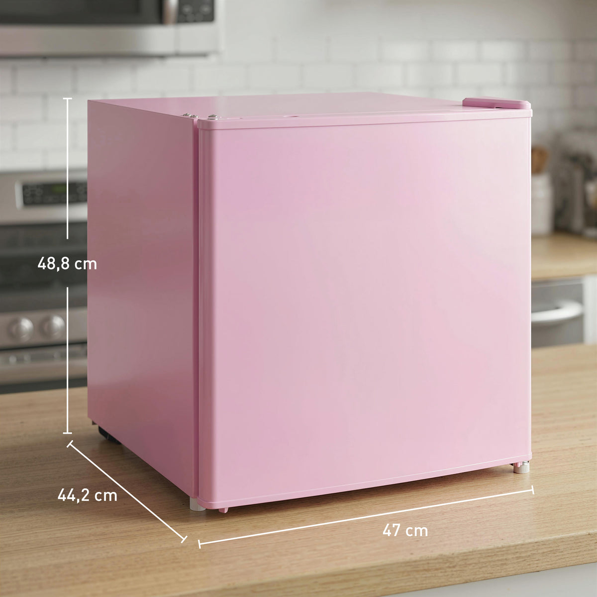 Tischgefrierschrank mit 35 Liter Kapazität, kleiner Gefrierschrank mit umkehrbarer Tür, Rosa
