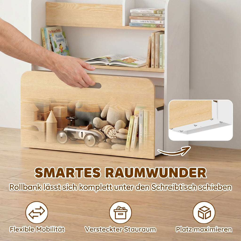 Kinderschreibtisch mit Stuhl 5-in-1 Kindersitzgruppe für 3-8 Weiß
