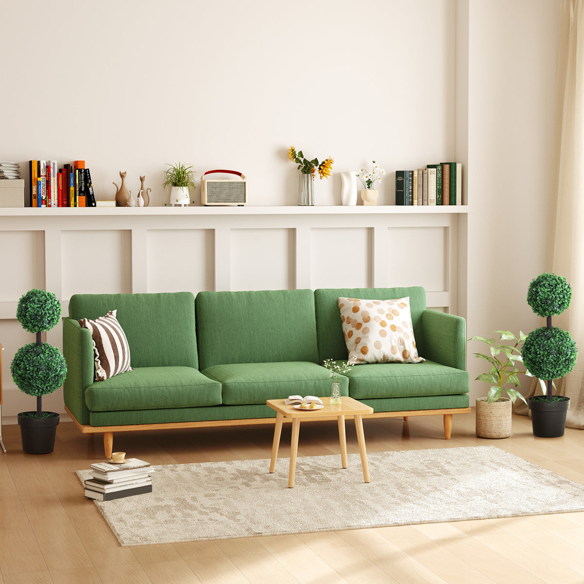 2er-Set Kunstpflanze, K¨¹nstliche Pflanzen im Kugeldesign, Kunstbaum im Zementtopf, Kunststoff-Pflanze, Gr¨¹n+Schwarz