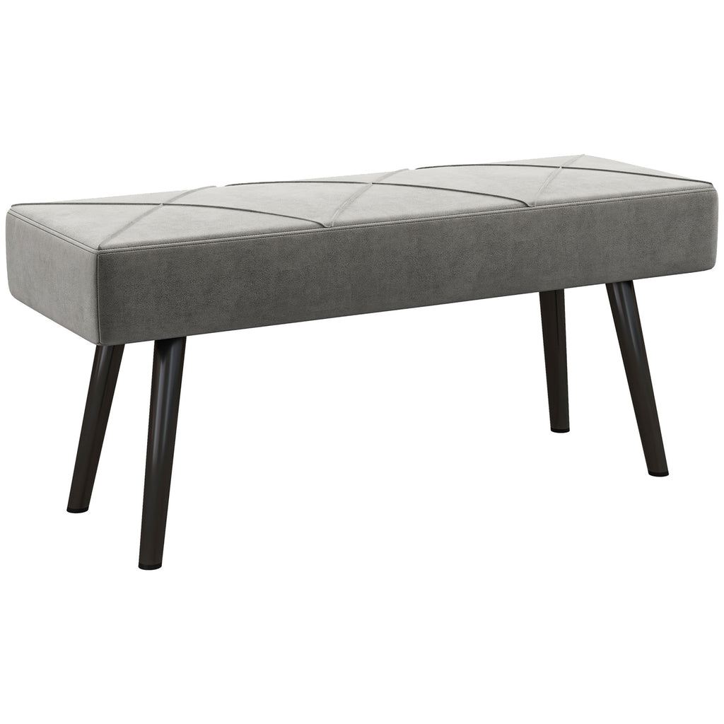 Sitzbank Polsterbank Bettbank, Samtoptik, 100 x 36 x 45 cm, Grau
