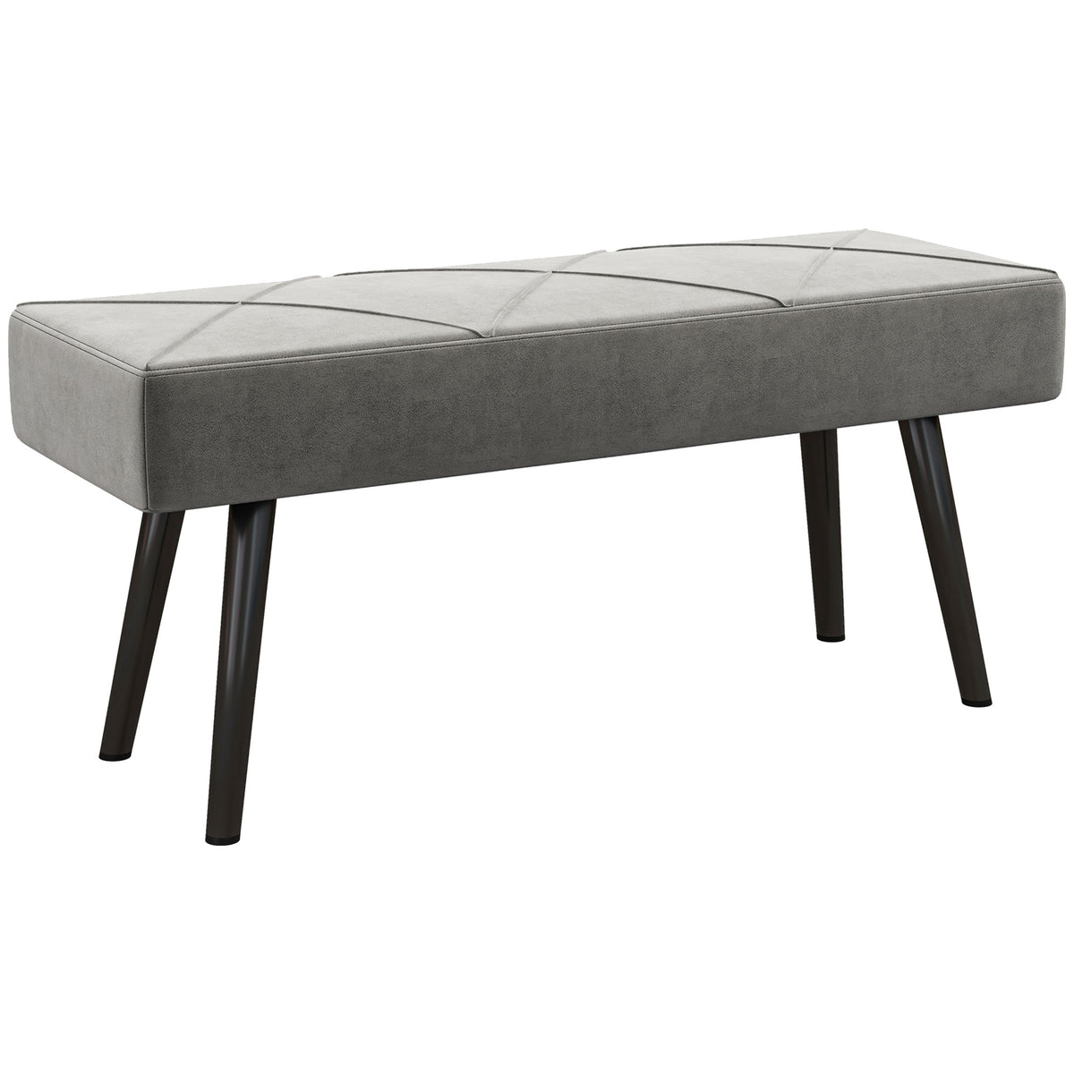 Sitzbank Polsterbank Bettbank, Samtoptik, 100 x 36 x 45 cm, Grau