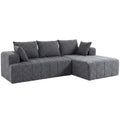 3-Sitzer Ecksofa in L-Form mit Ottomane, wandelbares Chenille-Cloud-Schlafsofa mit Federkernpolsterung, Grau
