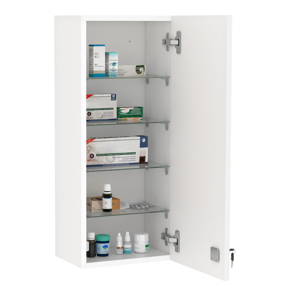  Medizinschrank Arzneischrank Wandschrank Hängeschrank mit verstellbarer Ablage Erste-Hilfe-Kreuz abschließbar für Badezimmer Küche Flur Weiß 30x20x70 cm