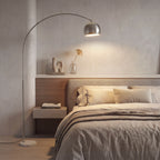 Stehlampe, Bogen-Design mit Marmorsockel, 167 cm, Silber