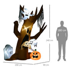 Halloween-Deko, 2,40m großer Geisterbaum, selbstaufblasend, LED-Beleuchtung, für Außenbereiche