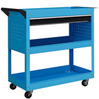 Werkzeugkoffer Werkzeugtrolley Werkzeugbox, 3 Ebenen, 4 Rollen, 82 cm x 35 cm x 76 cm, Blau
