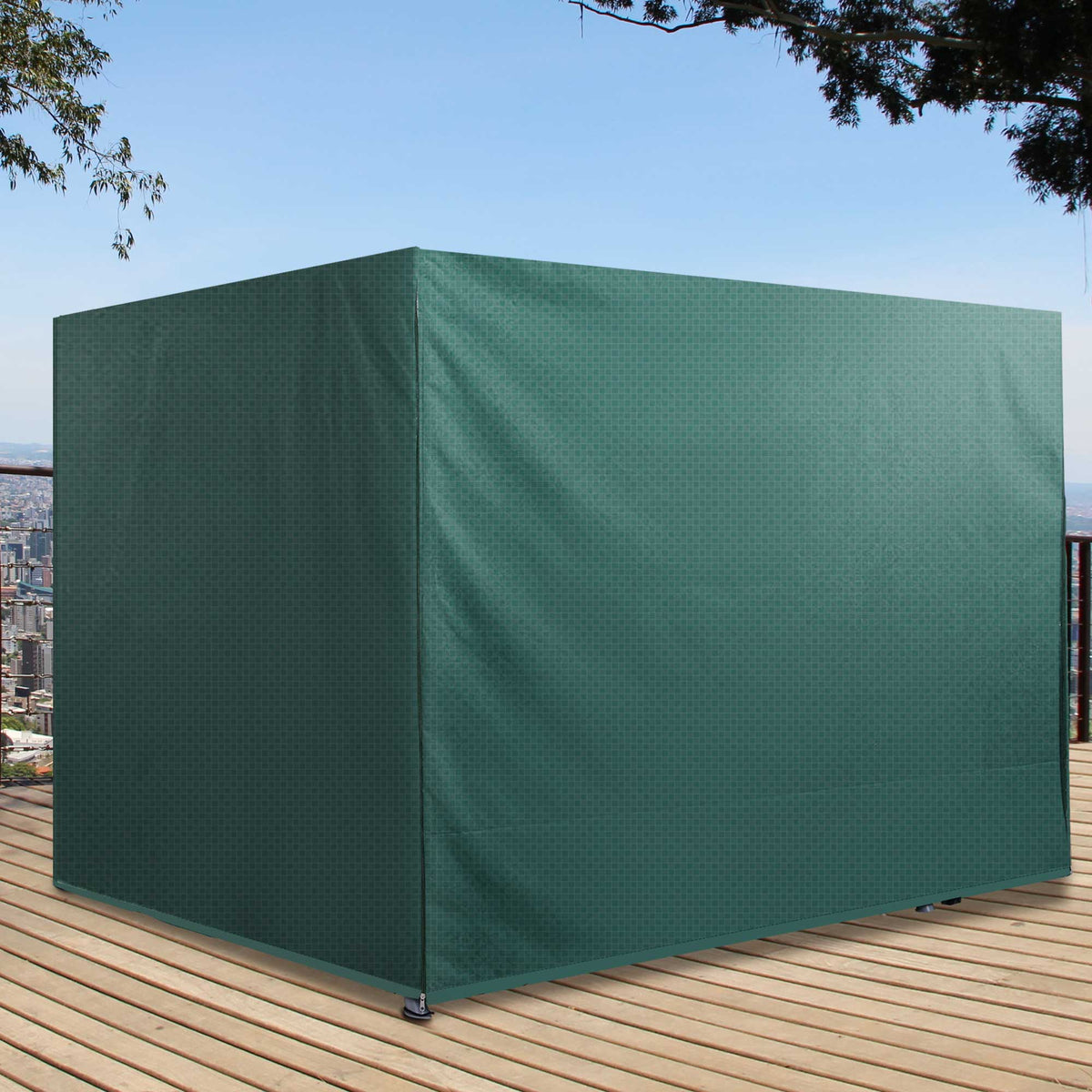 Hollywoodschaukel Abdeckung 3 Sitzer, Wasserdicht Winterfest Schutzhülle für Gartenschaukel, Winddicht UV-Beständig Abdeckplane für Gartenmöbel, Hängesessel, 215 x 155 x 150 cm Grün