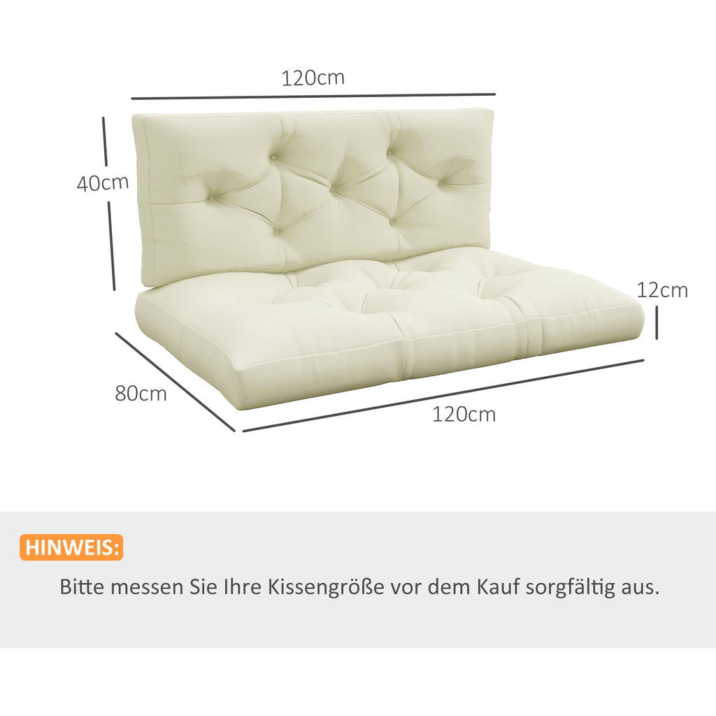 Sitzpolster Sitzkissen Polsterauflage, mit Knopfheftung, 120 x 80 x 12 cm, Cremeweiß